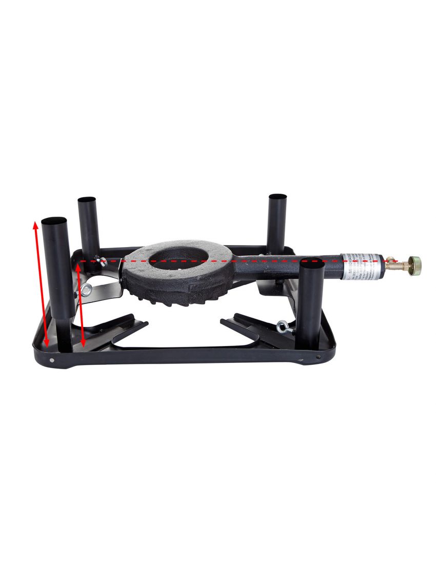 Комплект за готвене на газ (голям) с чугунена плоча за грил лека Ø 42 cm - със запалка