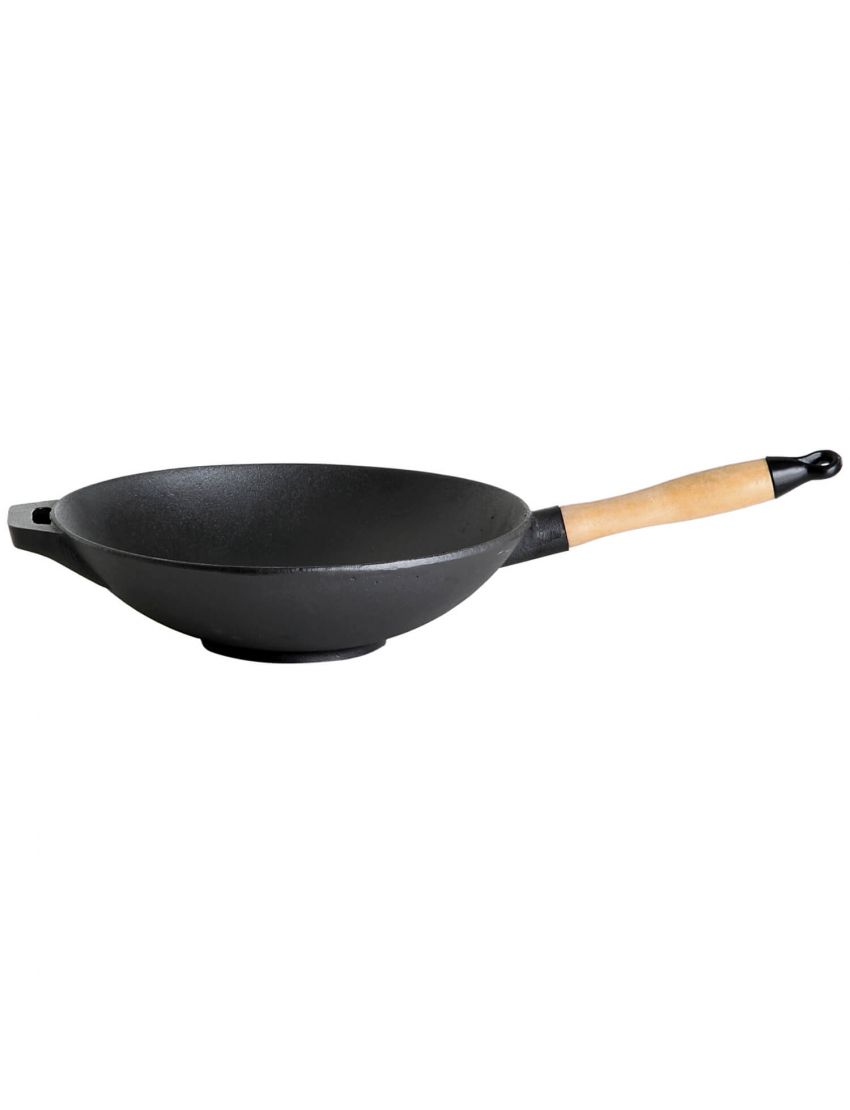 Чугунен уок с дървена дръжка, Ø 30 cm